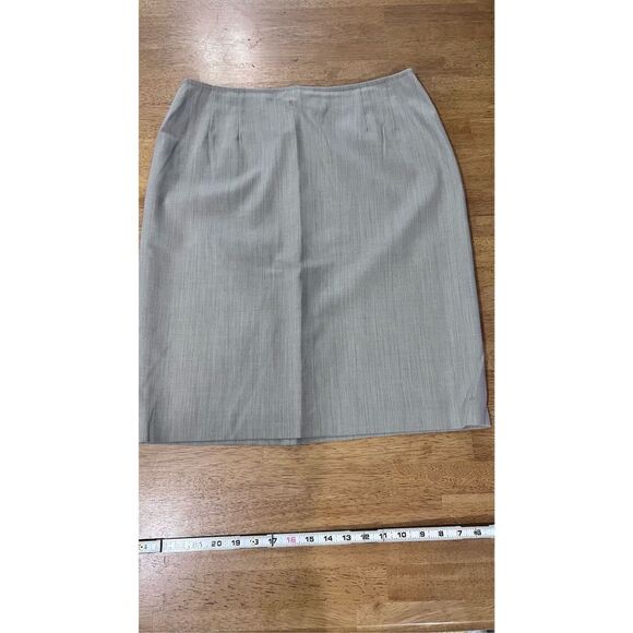 Zanella Women's Virgin Wool Fully Lined Midi Straight Pencil Skirt Gray Size 14 - Picture 1 of 11